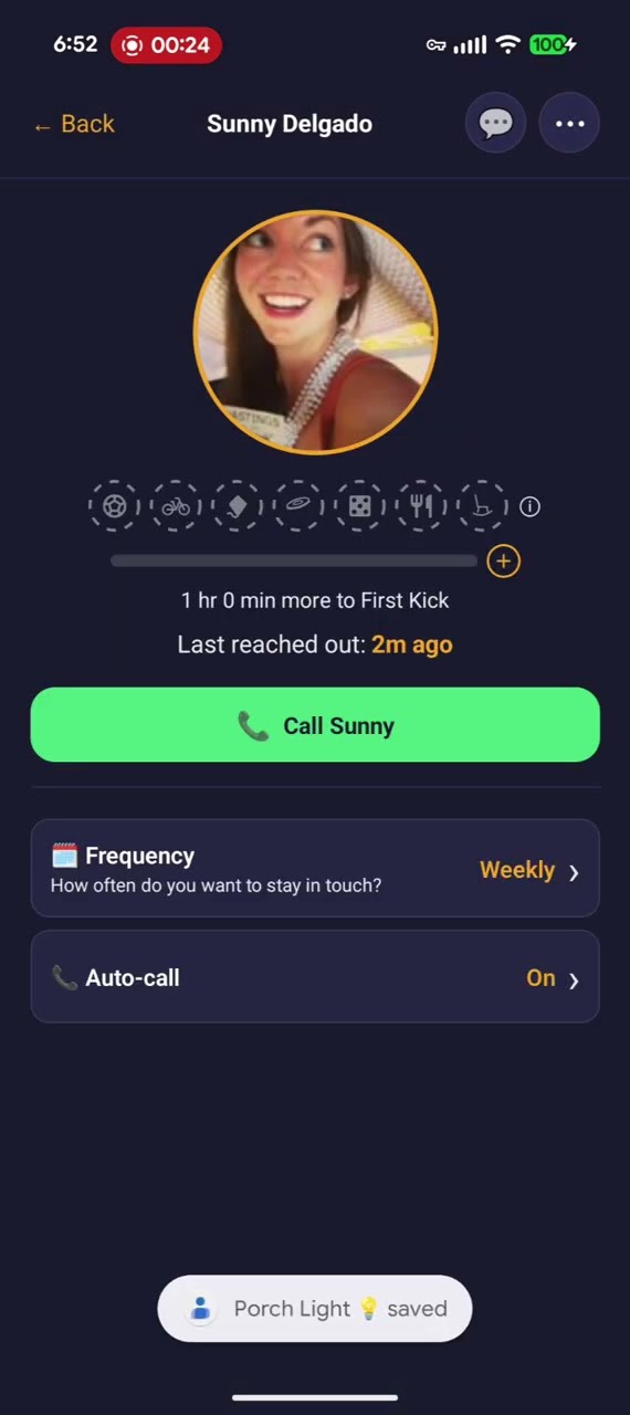 A friend's page with Auto-call switched on